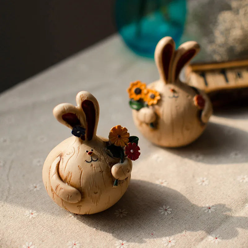 Pastoral Rabbit Resin Figurine
