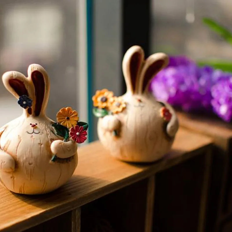 Pastoral Rabbit Resin Figurine