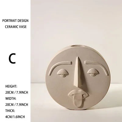 Abstract Face Ceramic Vase