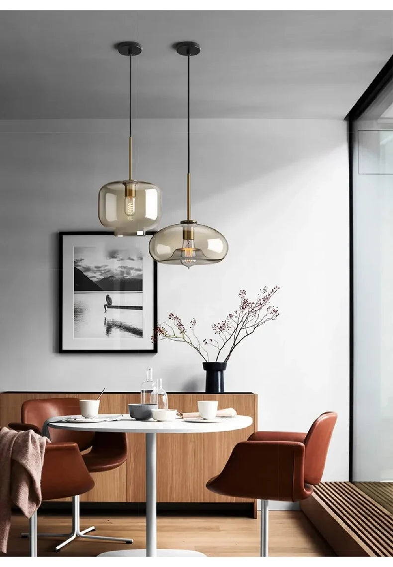 Nordic Glass Industrial Pendant Light