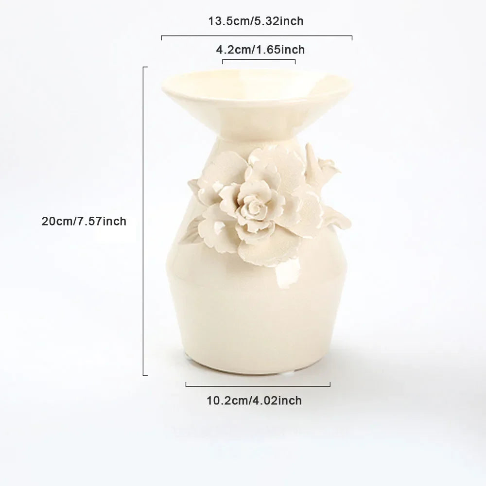 3D Floral Ceramic Vase