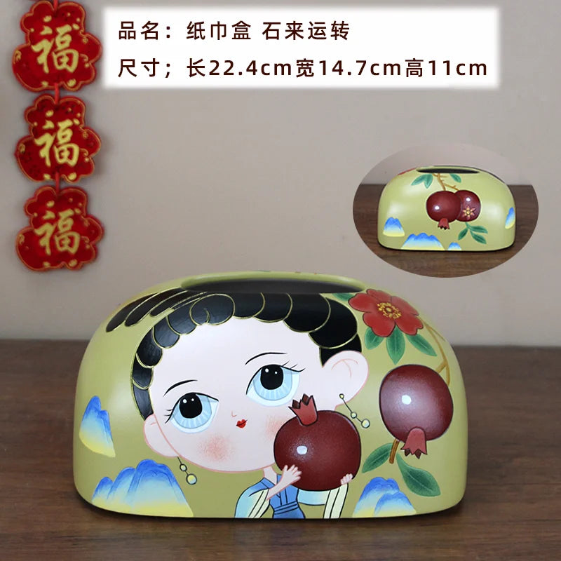Hand-Painted Ceramic Tissue Box