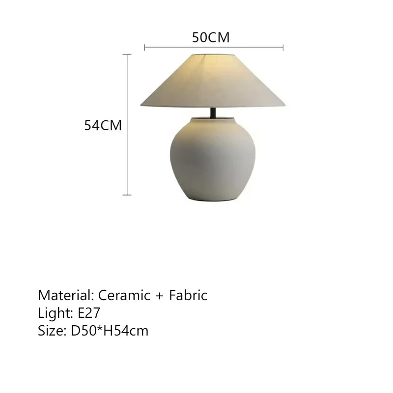 Wabi-Sabi Ceramic Fabric Table Lamp