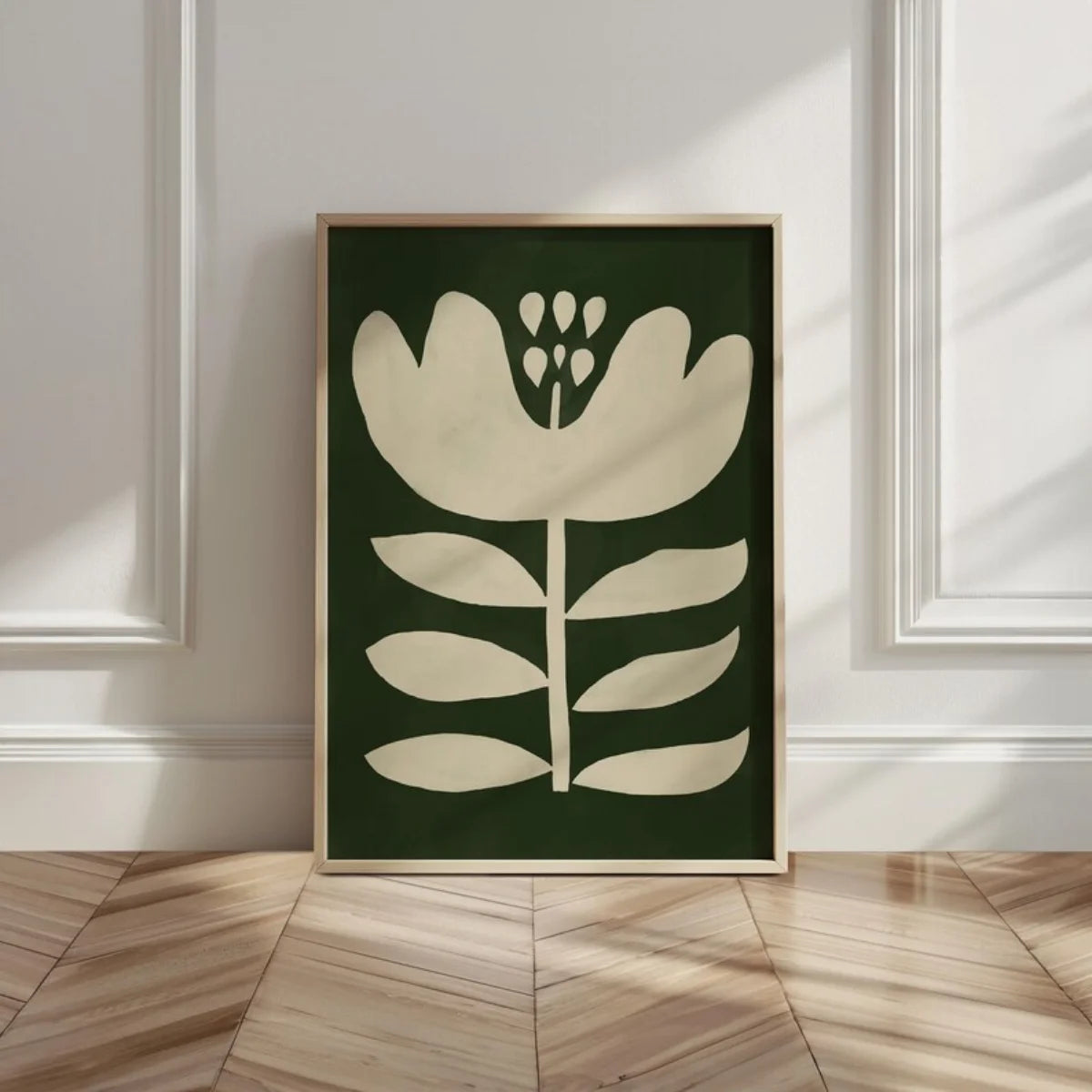 Boho Moss Green Floral Canvas