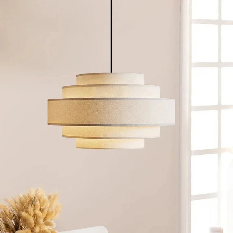 Clean Nordic Wabi-Sabi Fabric Pendant Light