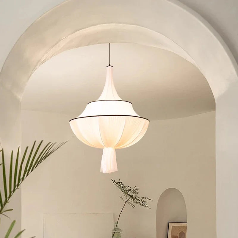 Nordic Minimalist  Wabi-Sabi Fabric Pendant Light