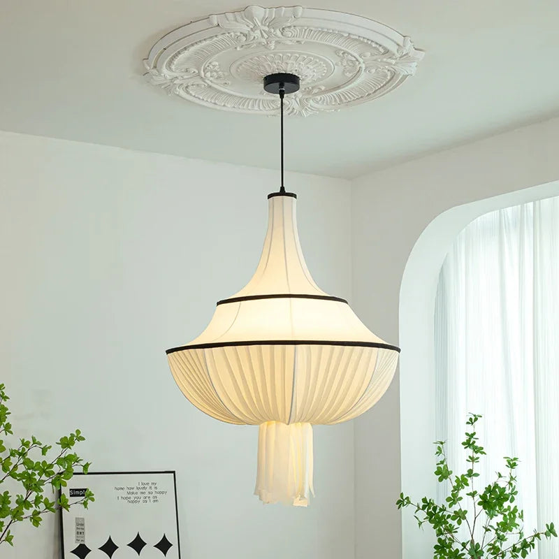 Nordic Minimalist  Wabi-Sabi Fabric Pendant Light
