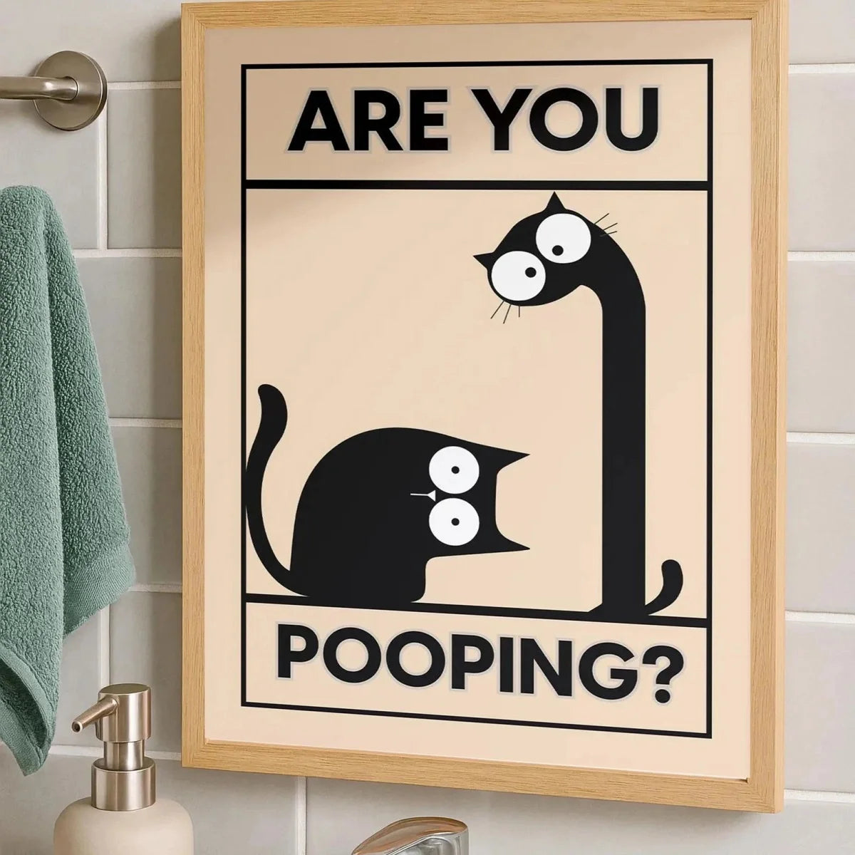Funny Cat Bathroom Wall Art