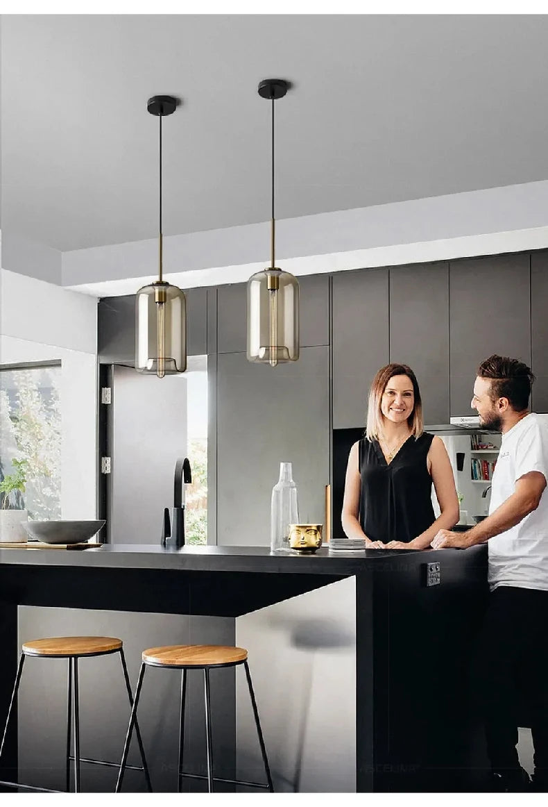 Nordic Glass Industrial Pendant Light