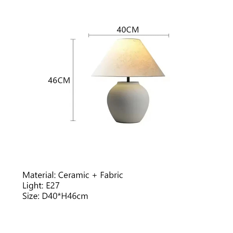Wabi-Sabi Ceramic Fabric Table Lamp