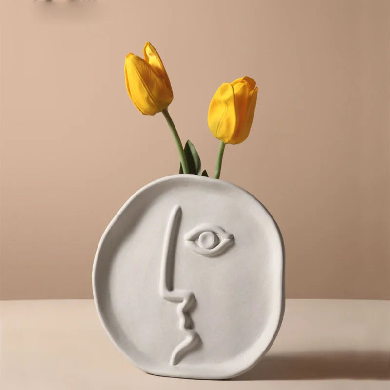 Abstract Face Ceramic Vase