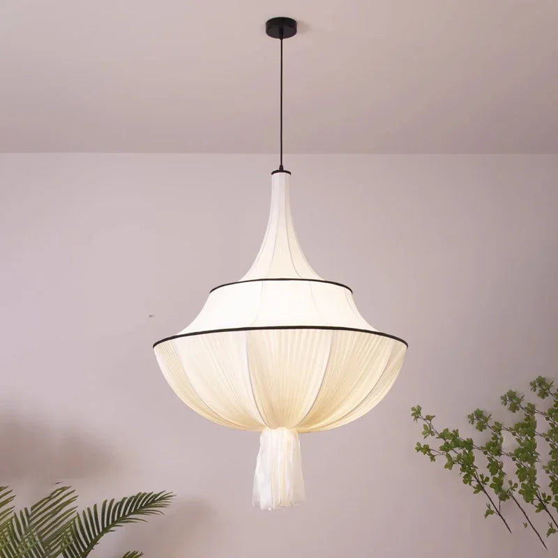 Nordic Minimalist  Wabi-Sabi Fabric Pendant Light