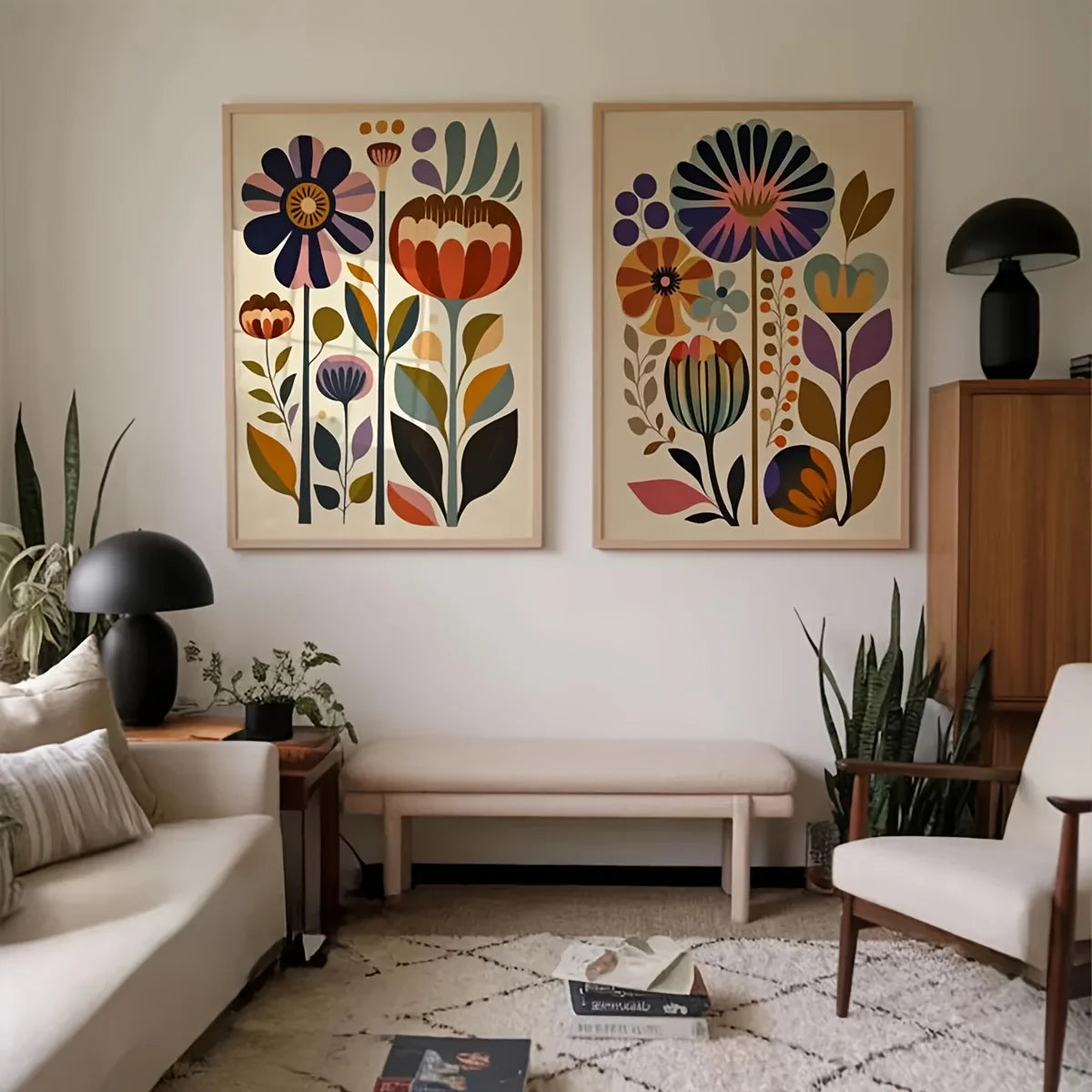 Boho Floral Canvas Set