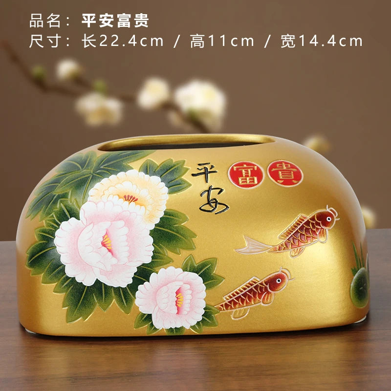 Hand-Painted Ceramic Tissue Box