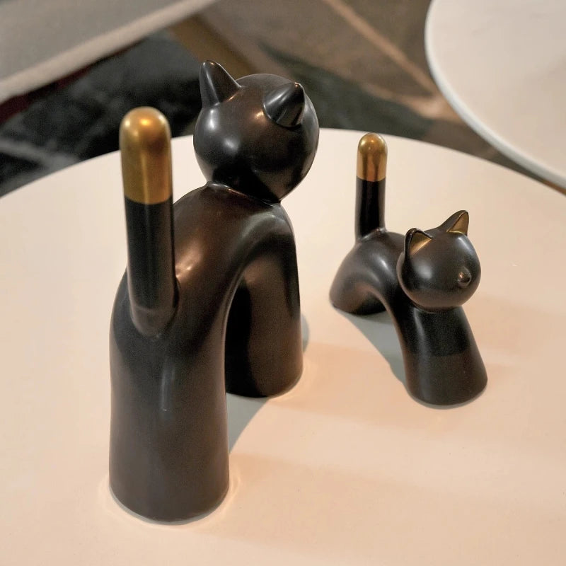 Abstract Cat Ceramic Decor
