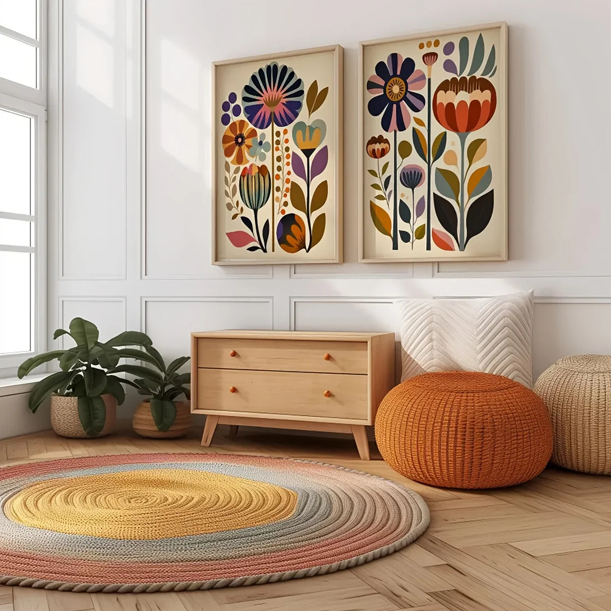 Boho Floral Canvas Set