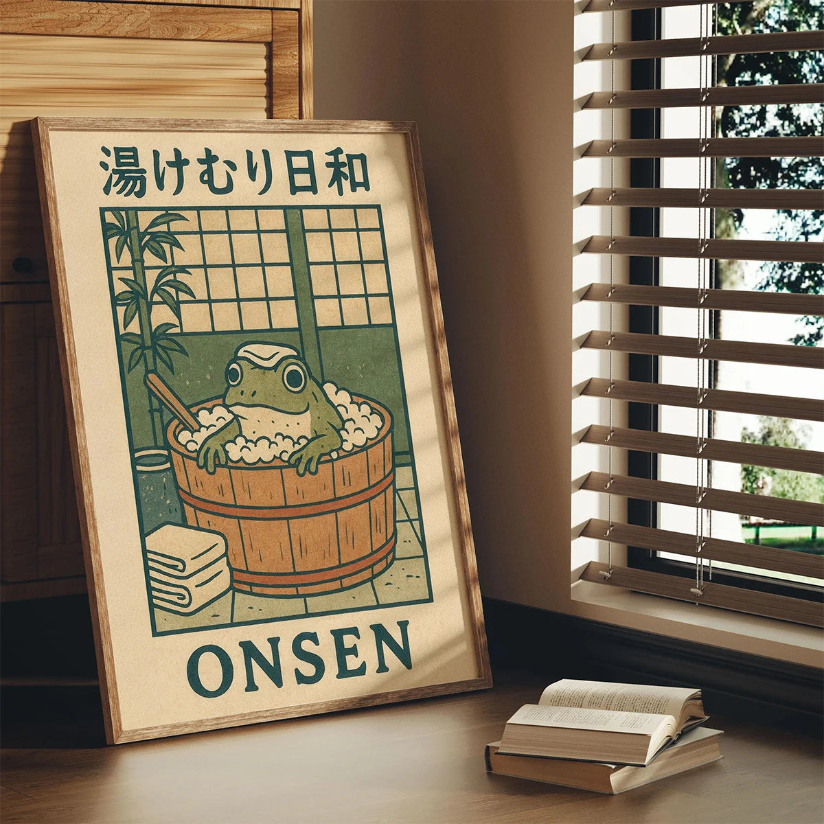 Retro Frog Bathtub Canvas Art