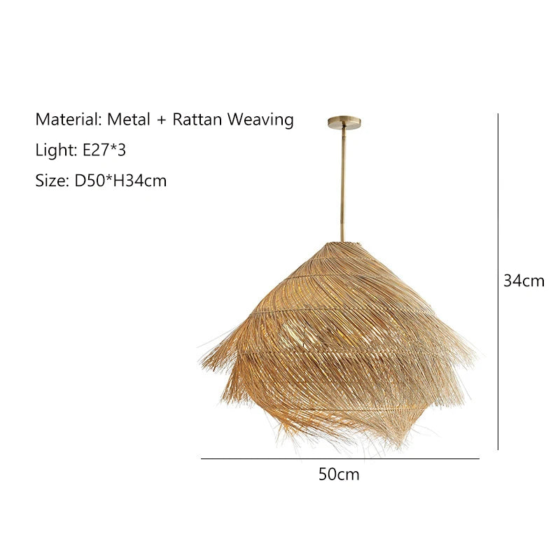 Nordic Rattan Wabi-Sabi Pendant Light