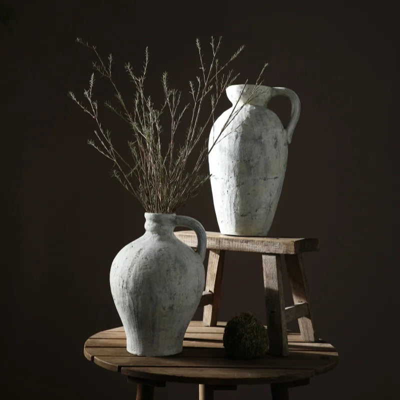 Distressed Ceramic Tall Vase
