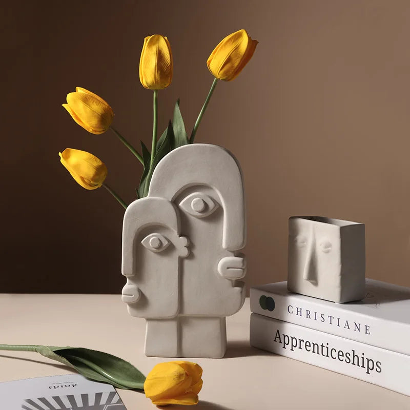 Abstract Face Ceramic Vase