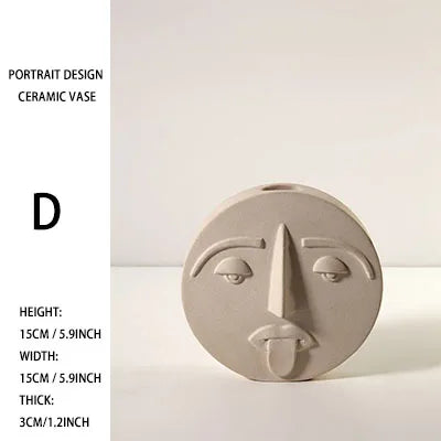 Abstract Face Ceramic Vase