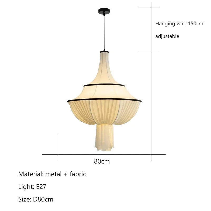 Nordic Minimalist  Wabi-Sabi Fabric Pendant Light