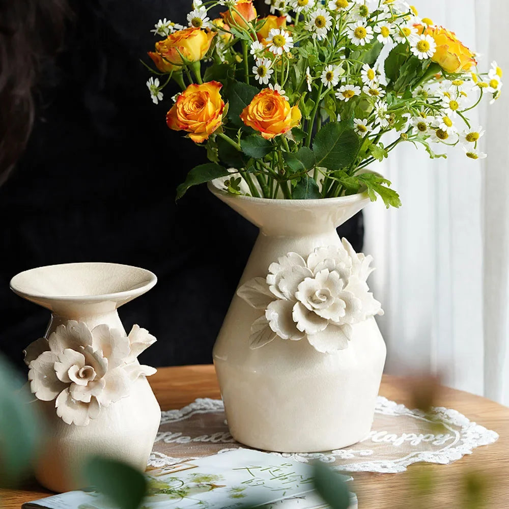 3D Floral Ceramic Vase