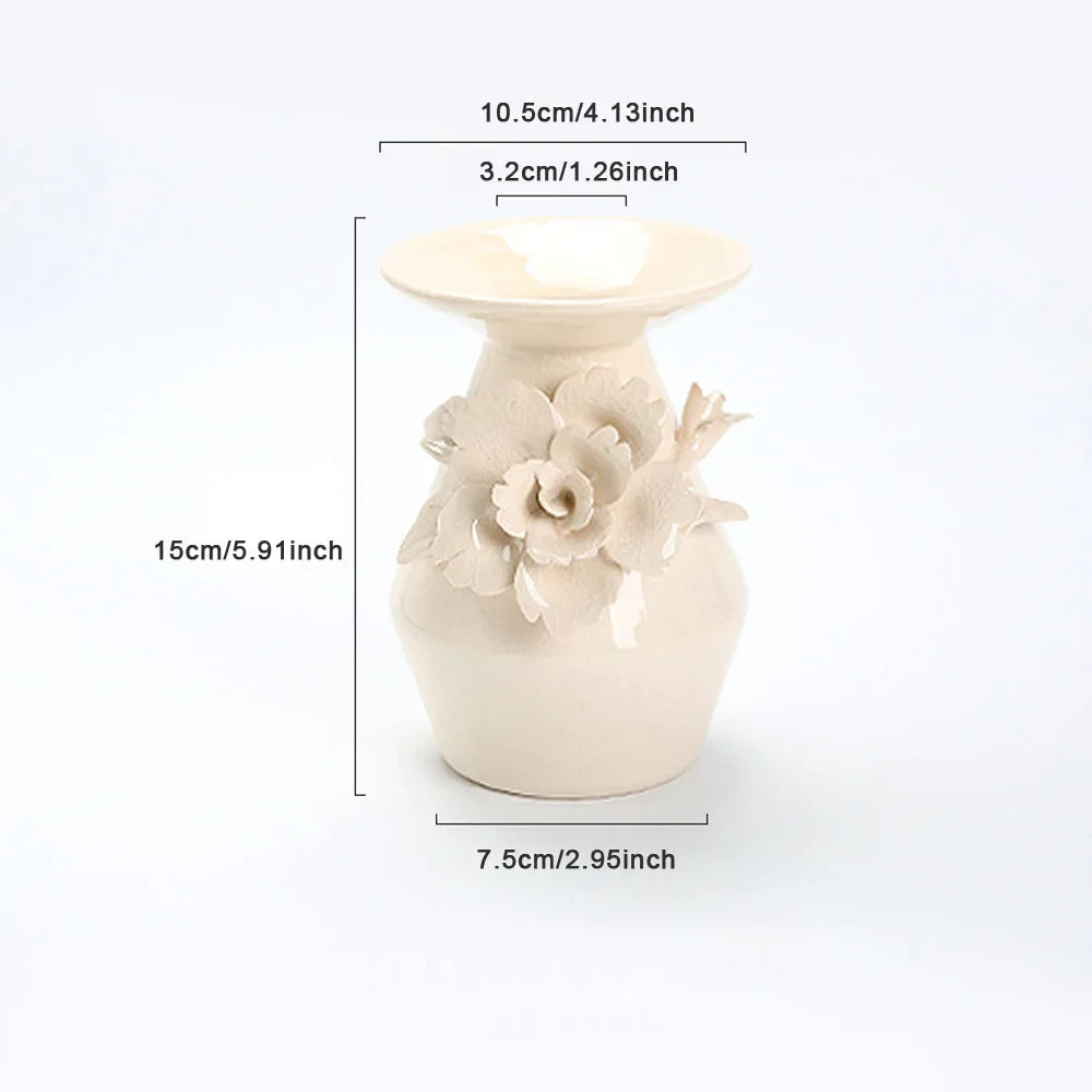 3D Floral Ceramic Vase