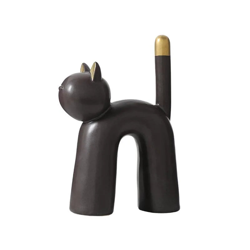 Abstract Cat Ceramic Decor