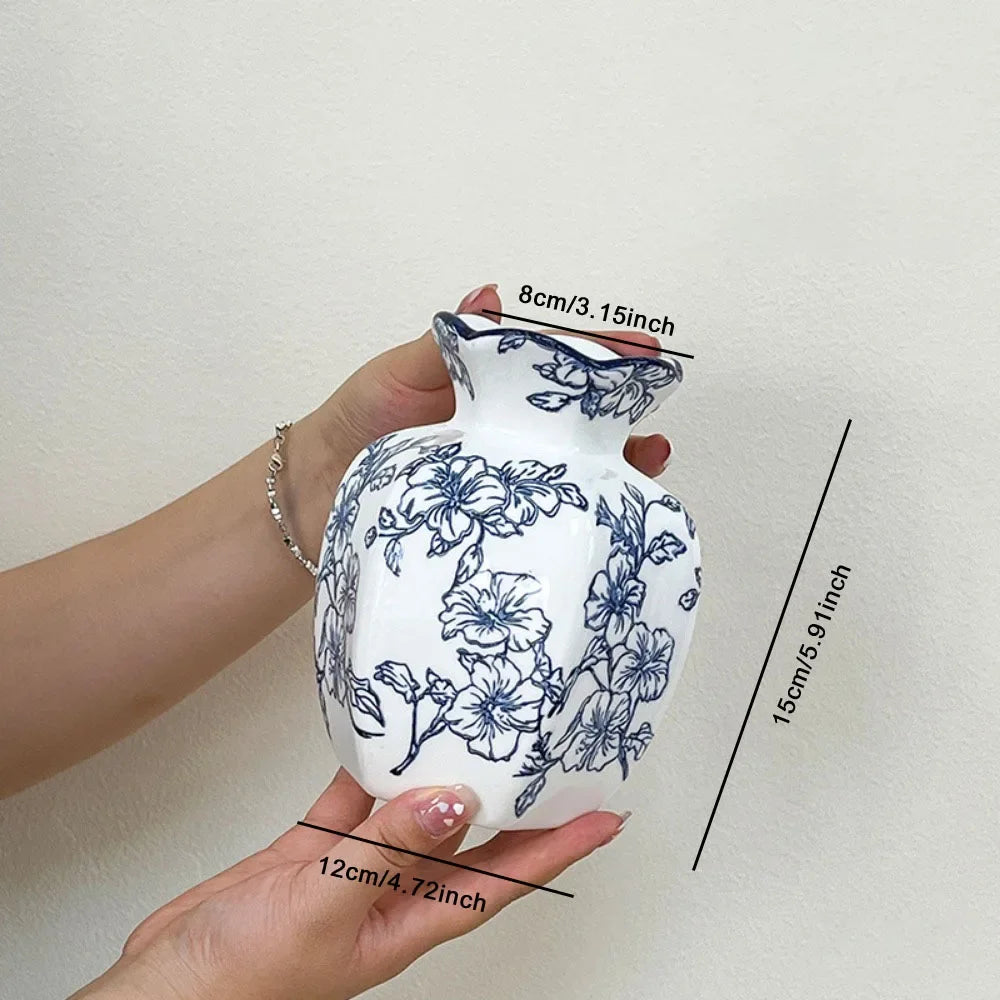 Nordic Blue White Vase