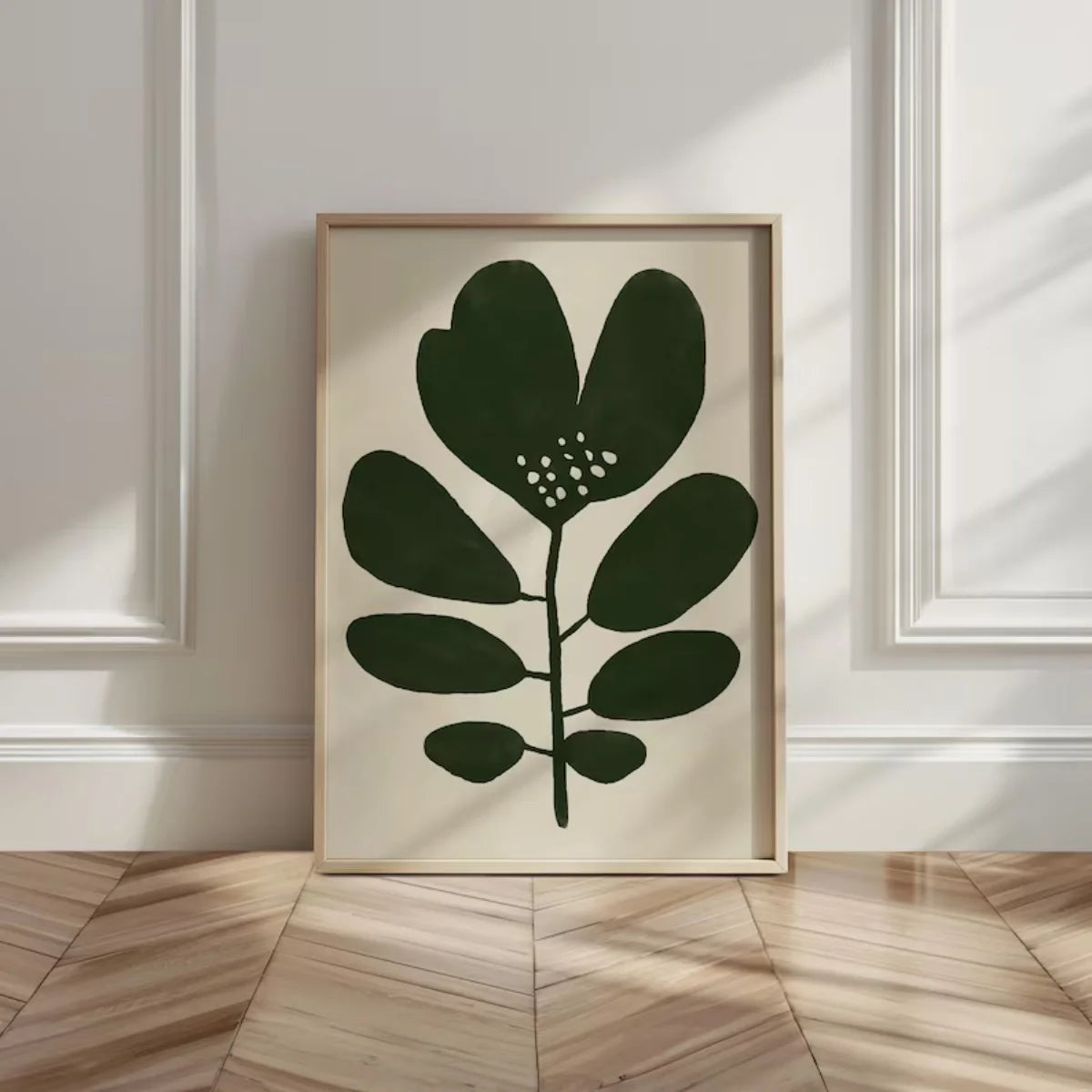Boho Moss Green Floral Canvas