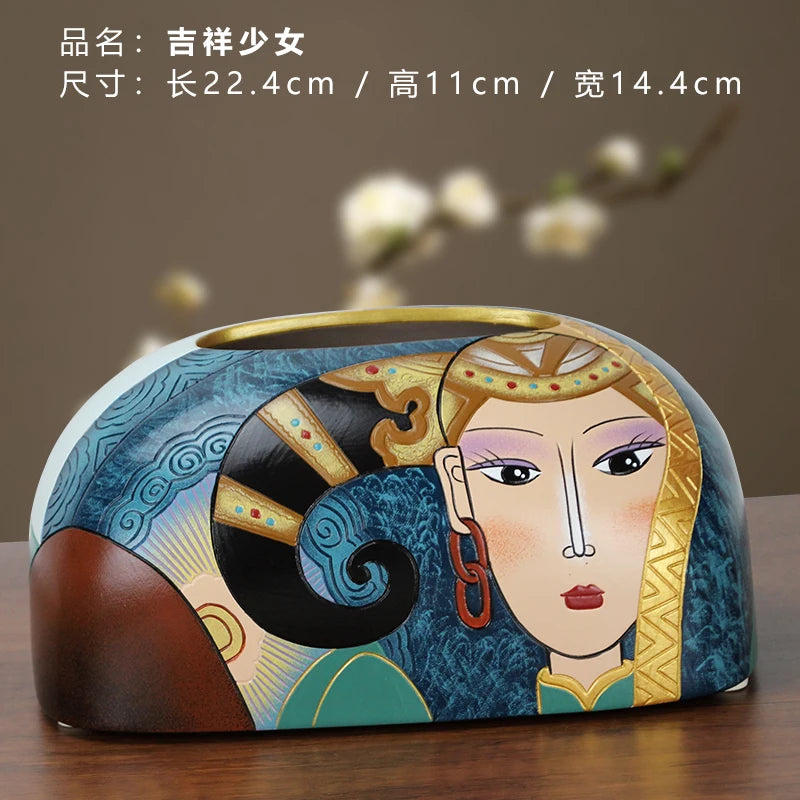 Hand-Painted Ceramic Tissue Box