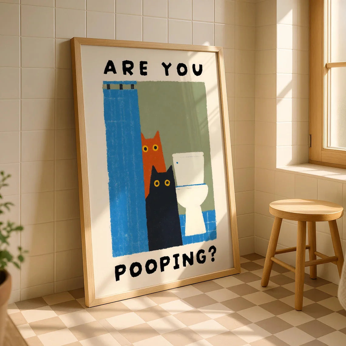 Funny Cat Bathroom Print