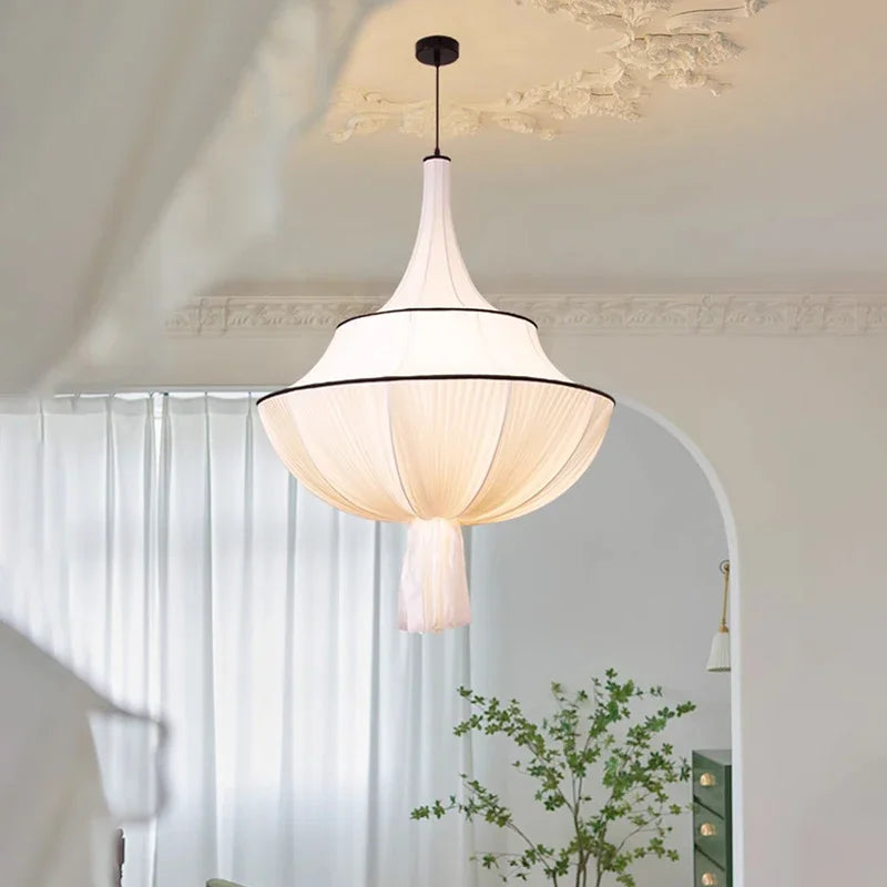 Nordic Minimalist  Wabi-Sabi Fabric Pendant Light