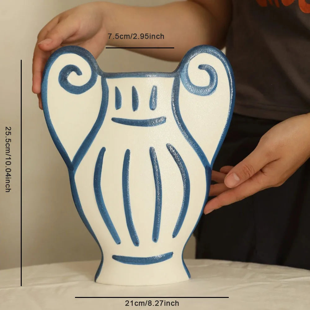 Handpainted Striped Ceramic Vase