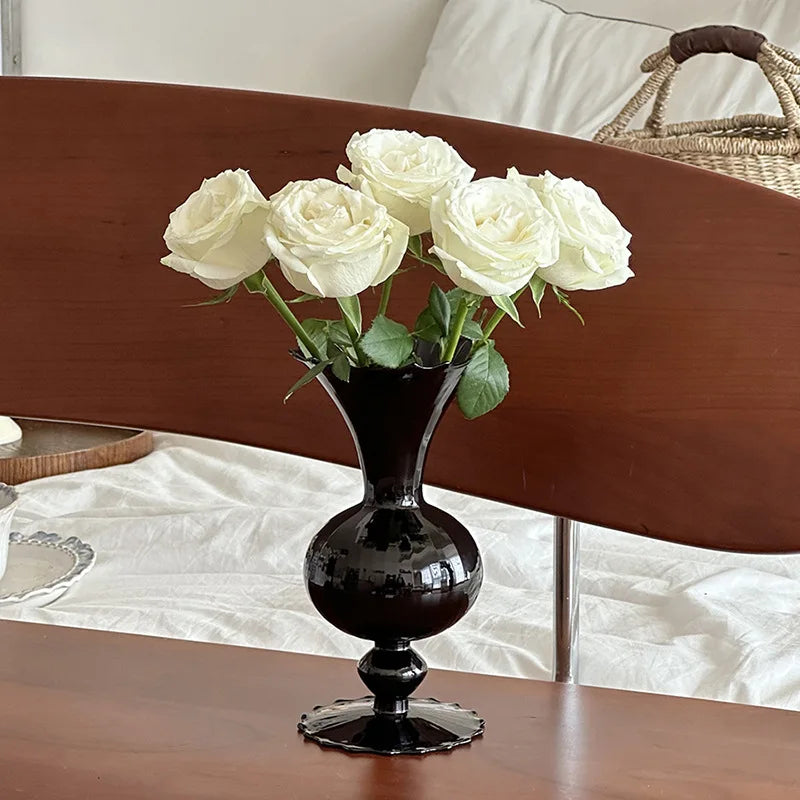 Vintage Glass Black Vase