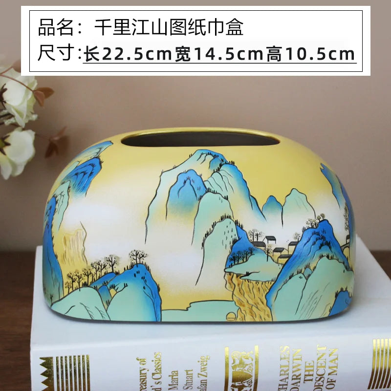 Hand-Painted Ceramic Tissue Box