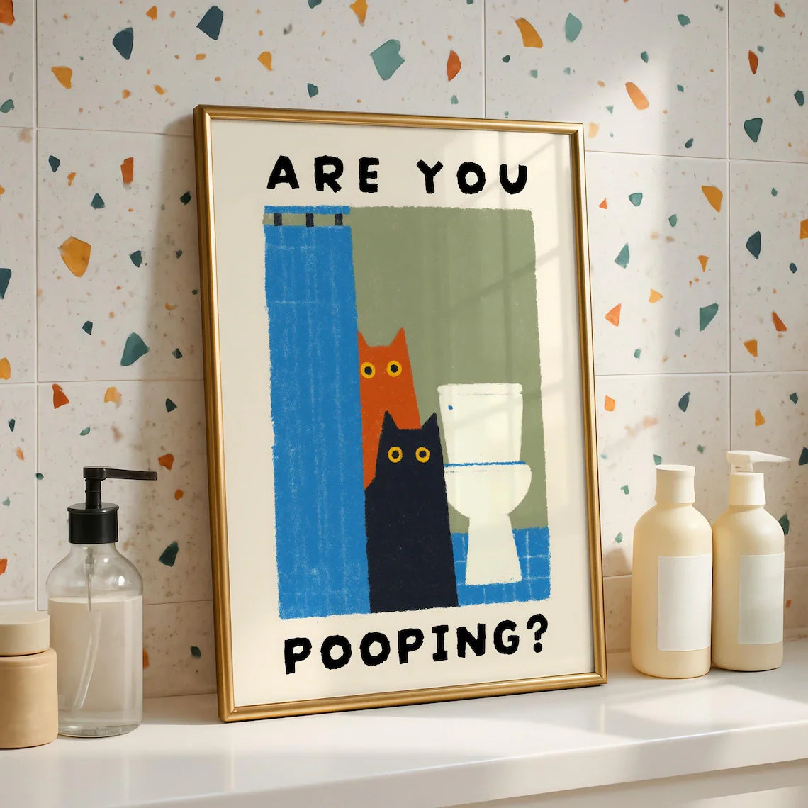 Funny Cat Bathroom Print
