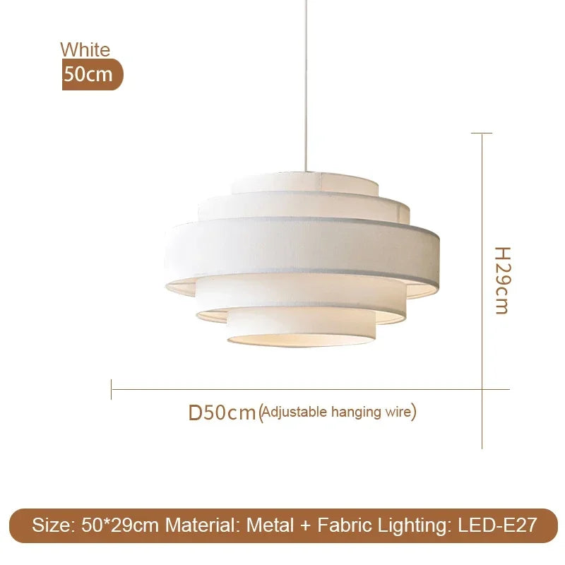 Clean Nordic Wabi-Sabi Fabric Pendant Light