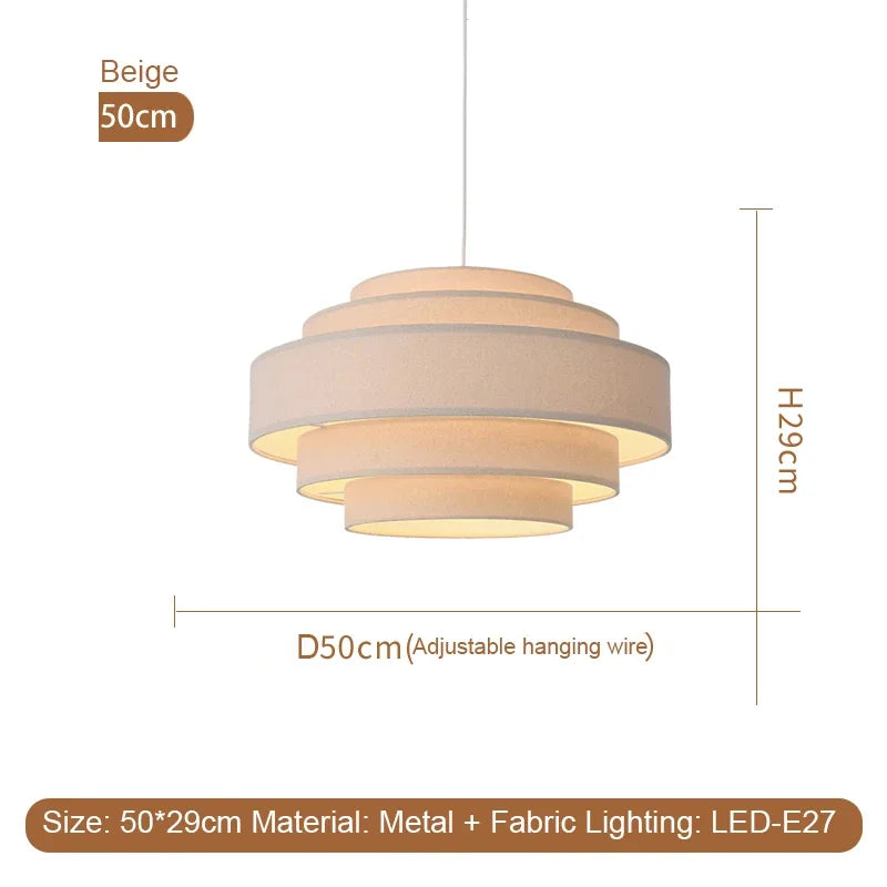 Clean Nordic Wabi-Sabi Fabric Pendant Light