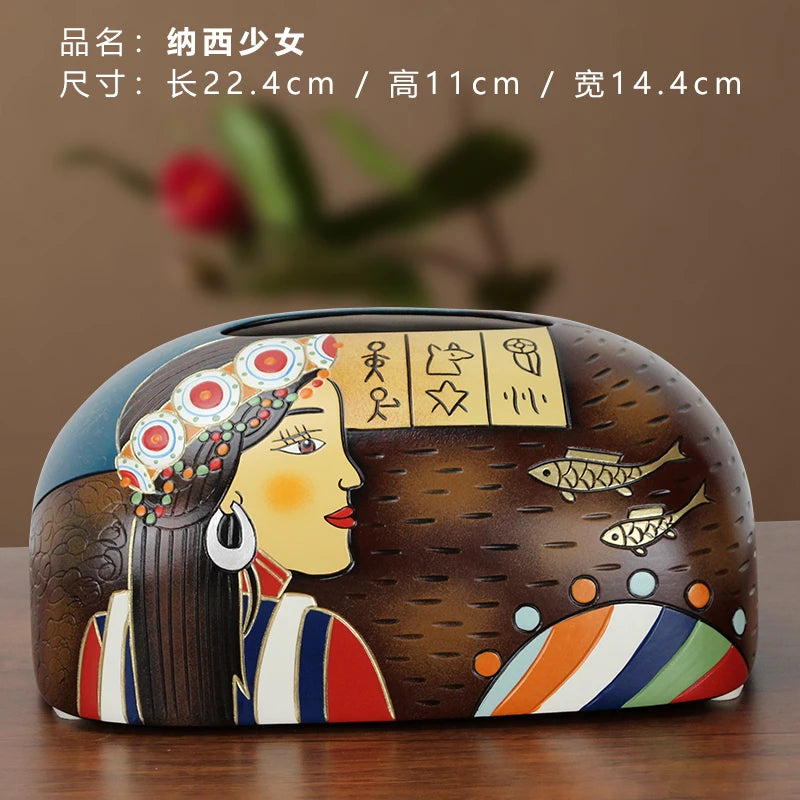 Hand-Painted Ceramic Tissue Box