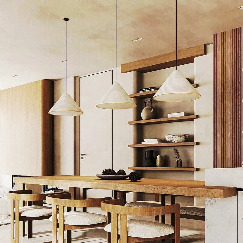 Wabi-Sabi Rice Paper Pendant Lamp