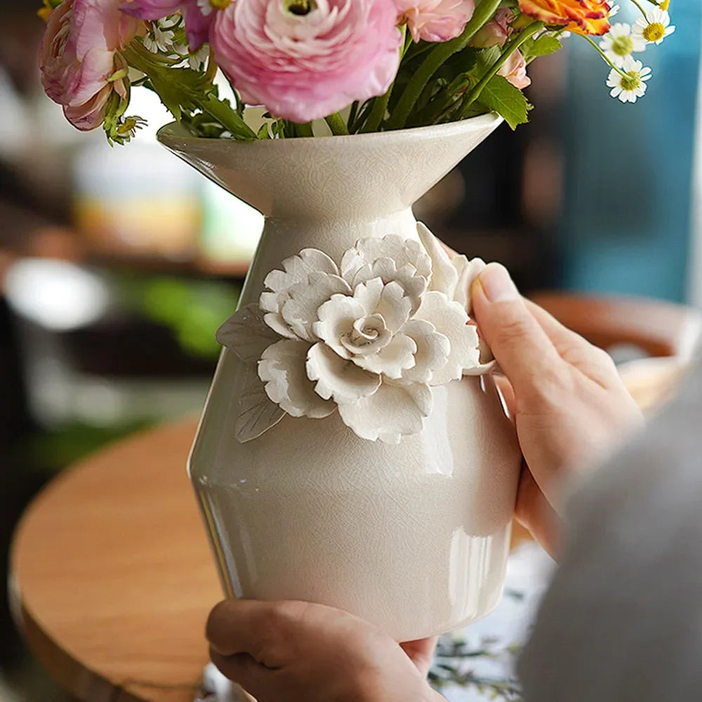 3D Floral Ceramic Vase