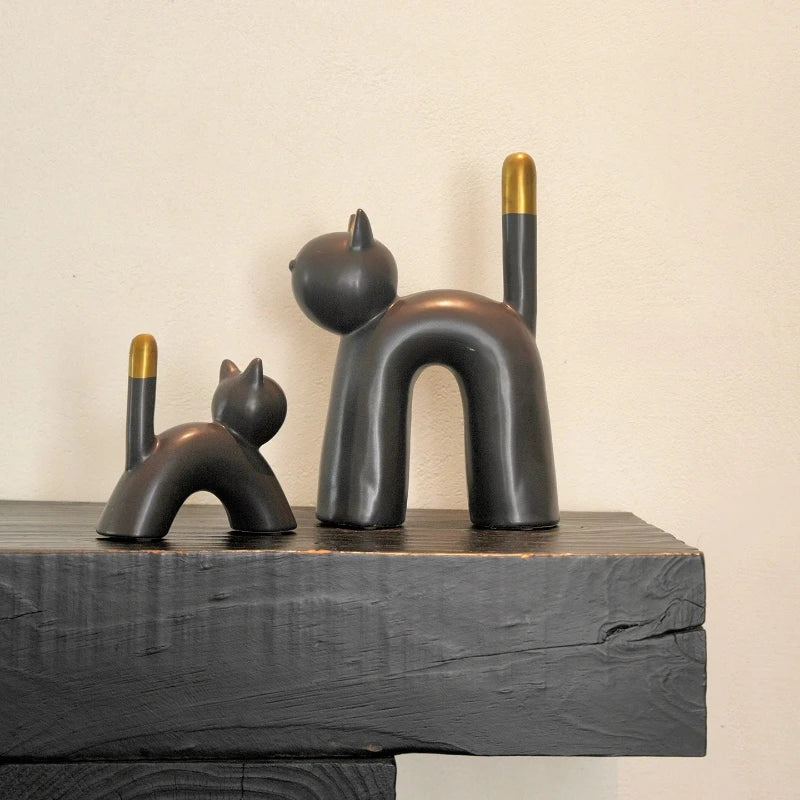 Abstract Cat Ceramic Decor