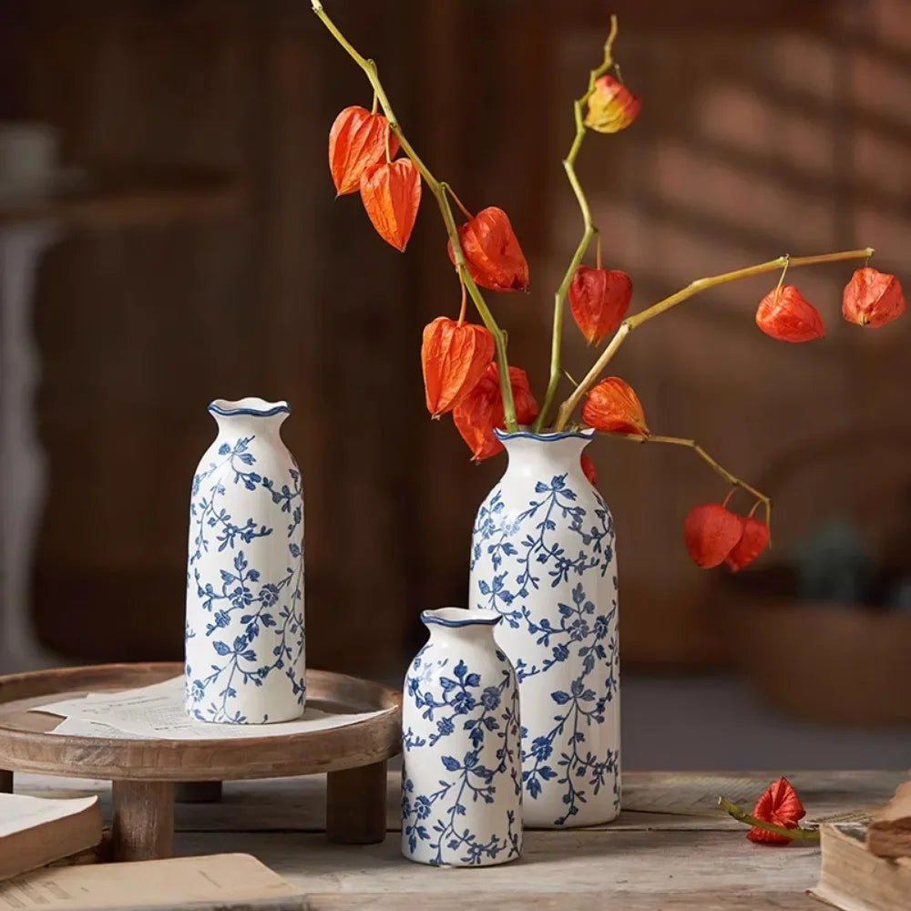 Nordic Blue White Porcelain Vase