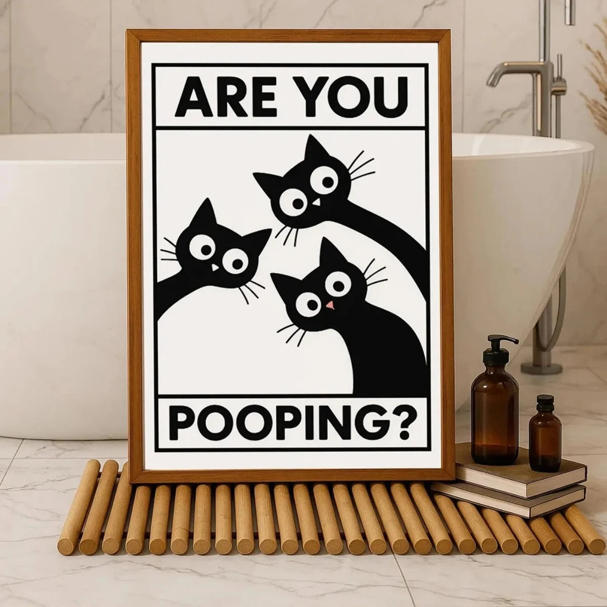 Funny Cat Bathroom Wall Art