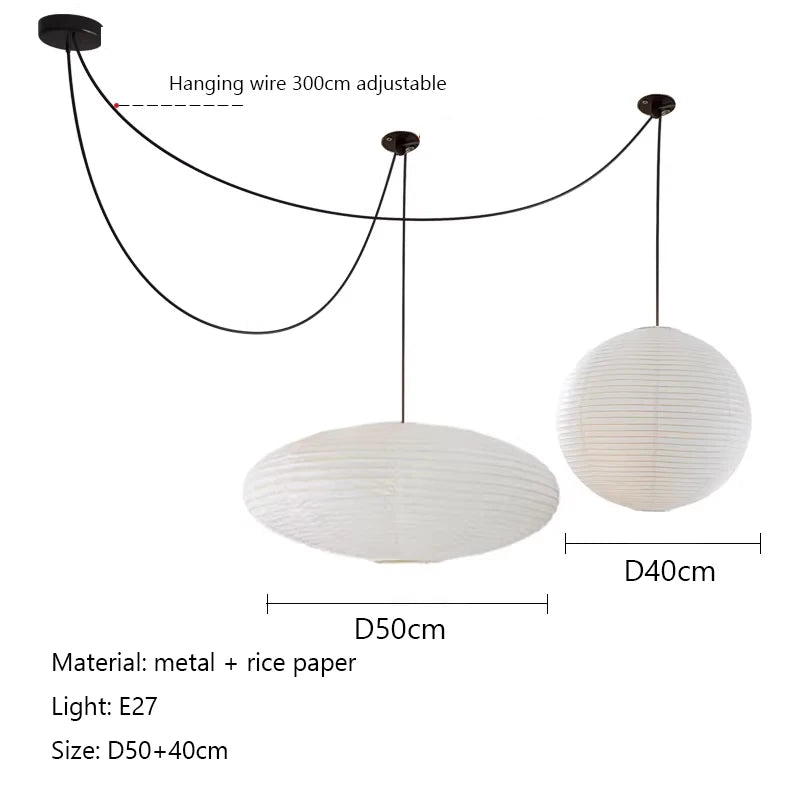 Simple Nordic Rice Paper Pendant Light