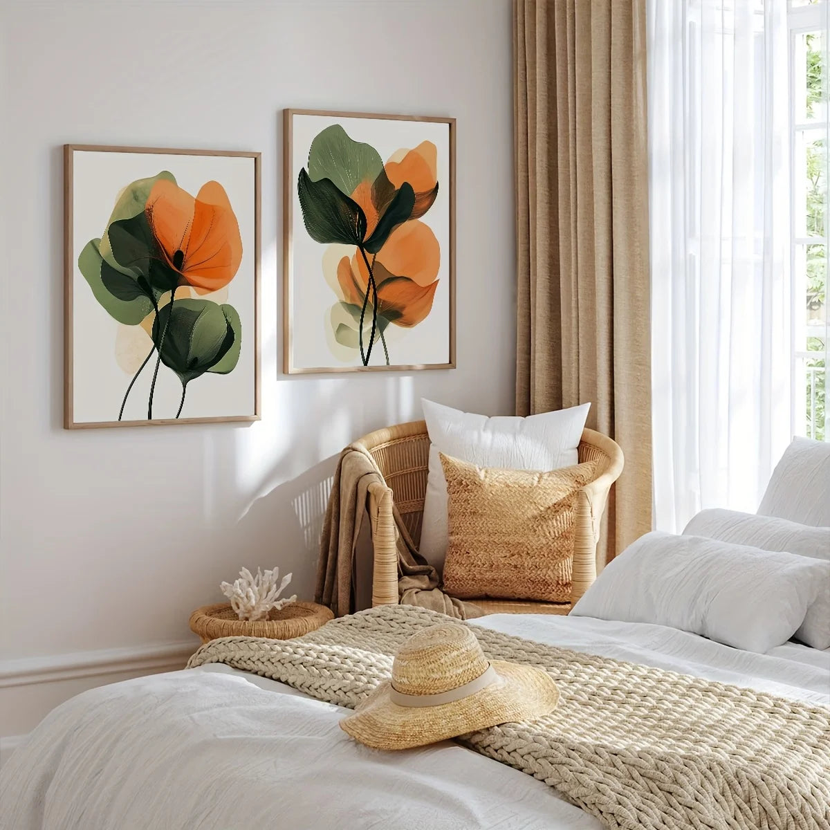 Boho Abstract Floral Canvas Set