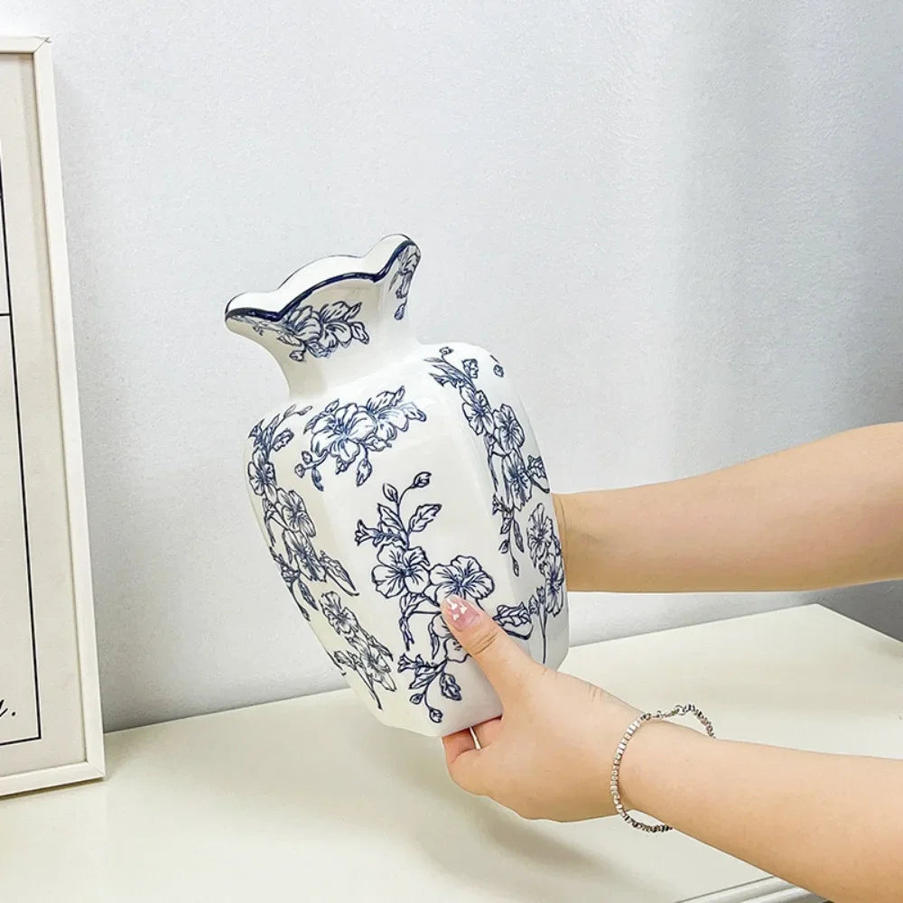Nordic Blue White Vase