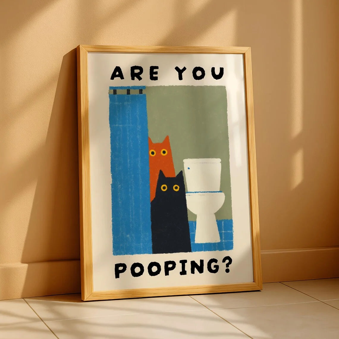Funny Cat Bathroom Print